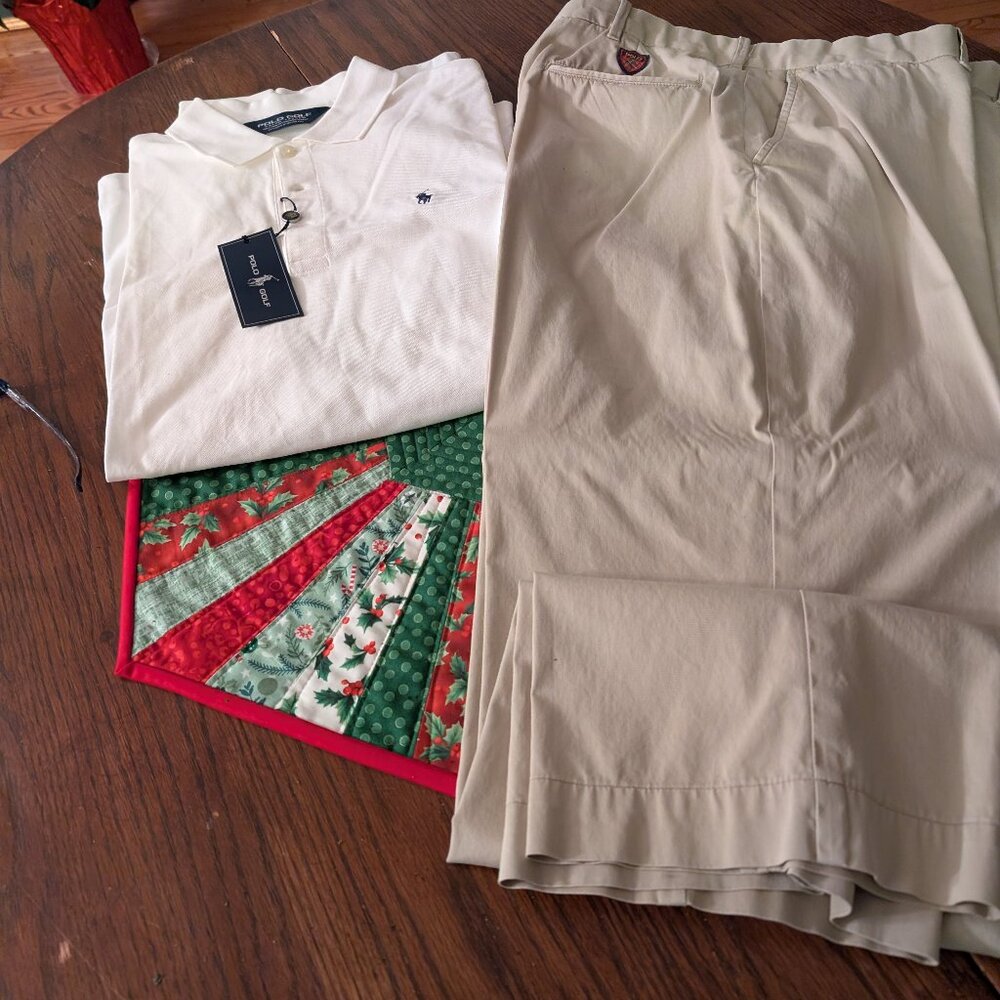 Polo Ralph Lauren Bundle - new Polo Golf Shirt and Khaki men's pants